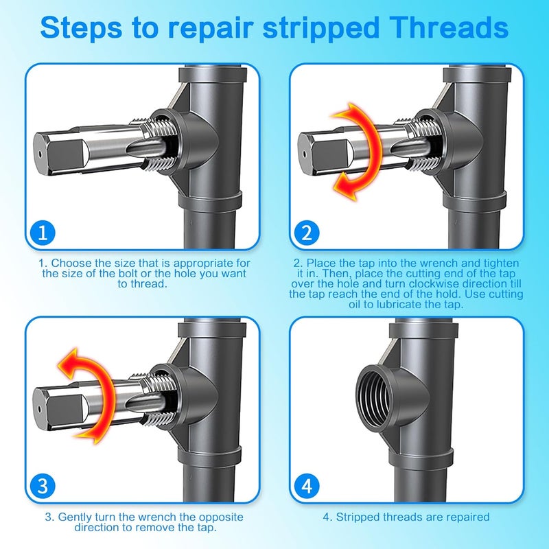 DKIBBITH 2-Piece 3/8" NPT Pipe Tap Set Carbon Steel Hand Threading Tool for Assorted Plumbers Mechanics DIY Thread cutting tools. - Image 3